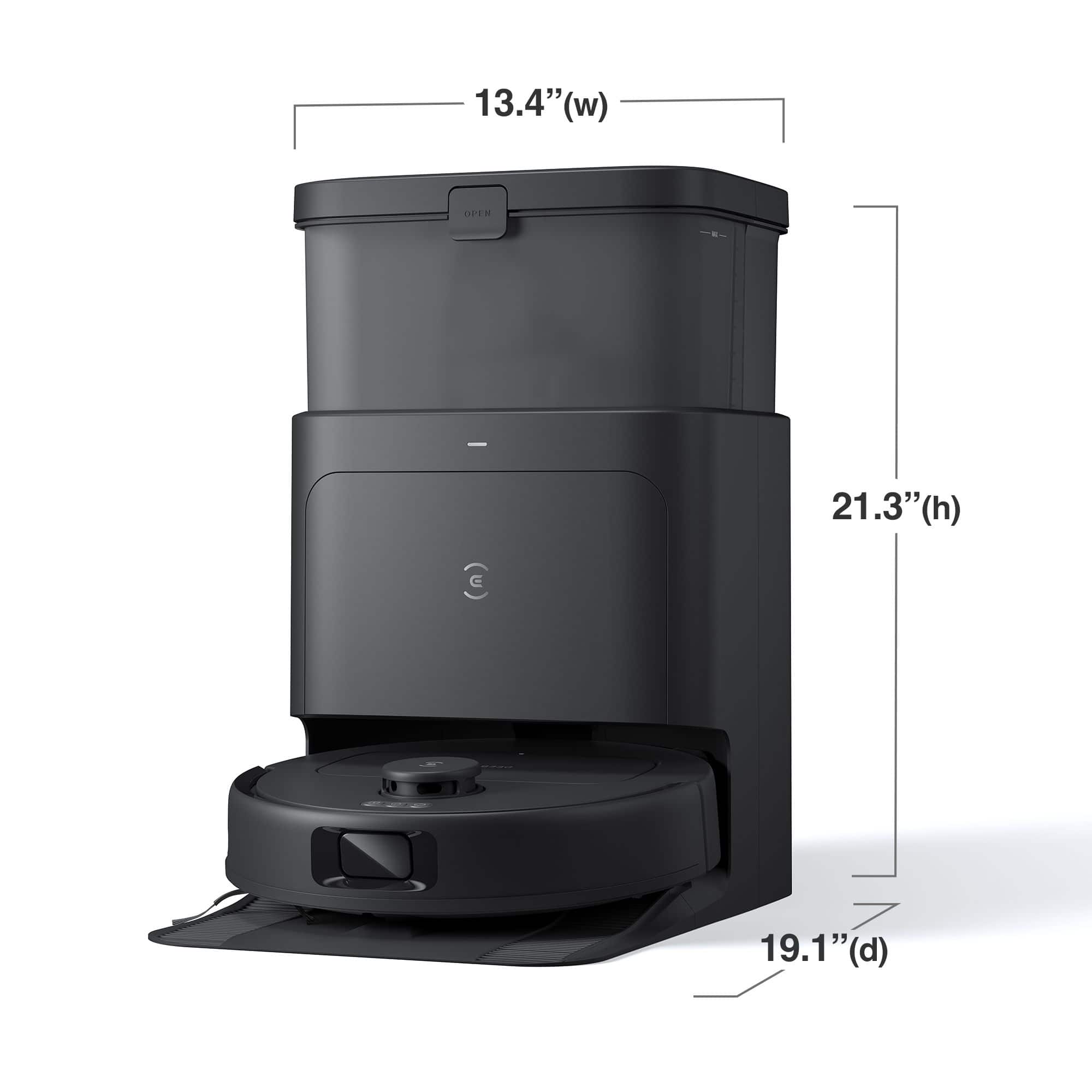 The text on the image reads "13.4" (w) (w) OFER - 21.3" (h) (h) 19.1" (d) (d)." This text is describing the dimensions of an object, which is a black appliance. The dimensions are 13.4 inches wide, 21.3 inches high, and 19.1 inches deep.