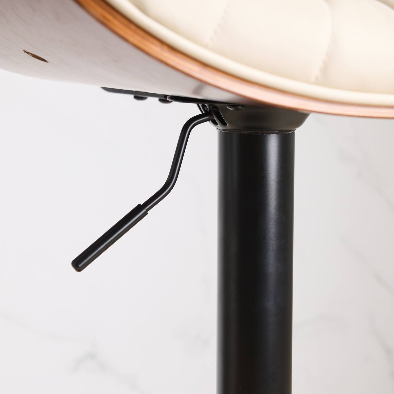 Alt View 8. PexFix - Mid-Century Bentwood Bar Stools, Set of 2, Modern Upholstered Leather, Adjustable Swivel for Dining Room or Cafe - Beige.