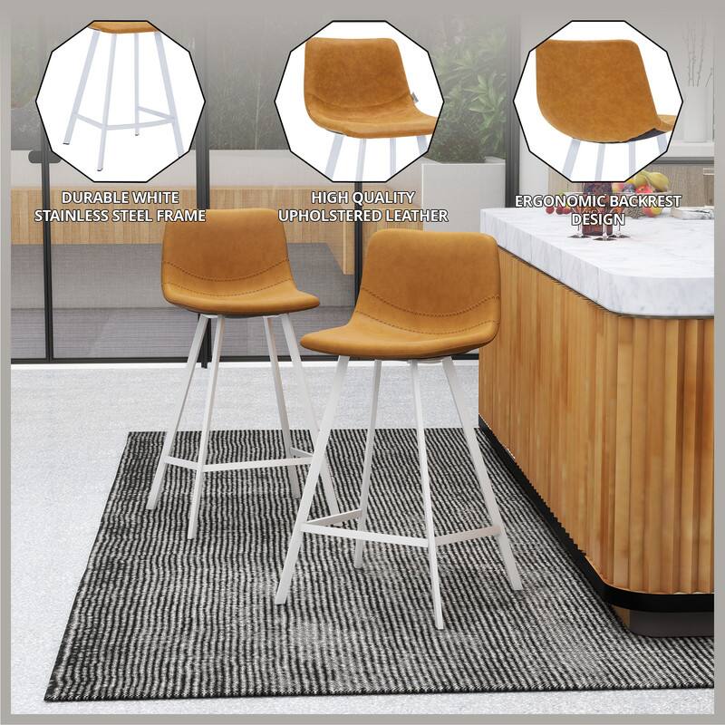 DURABLE WHITE STAINLESS STEEL FRAME  
HIGH QUALITY UPHOLSTERED LEATHER  
ERGONOMIC BACKREST DESIGN