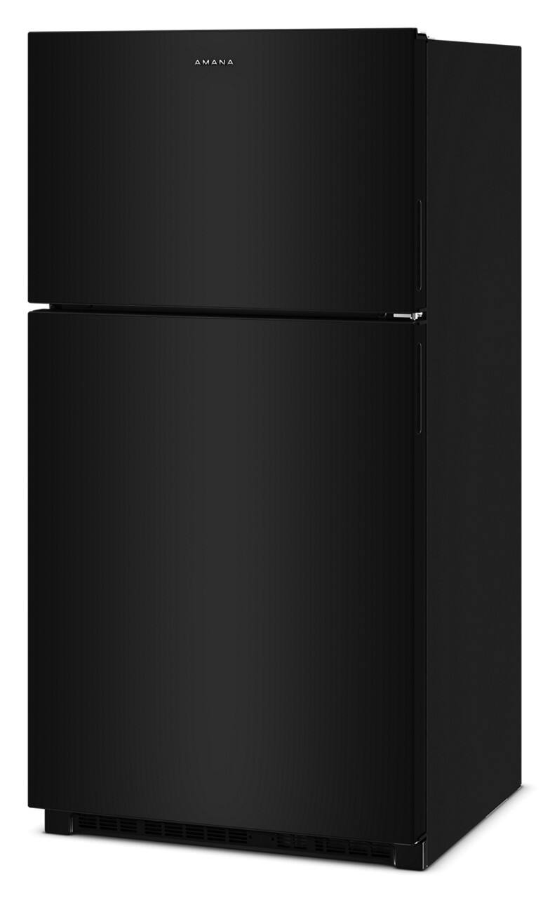 Left. Amana - 21.3 Cu. Ft. Top-Freezer Refrigerator With Dual Crisper Drawers - Black.