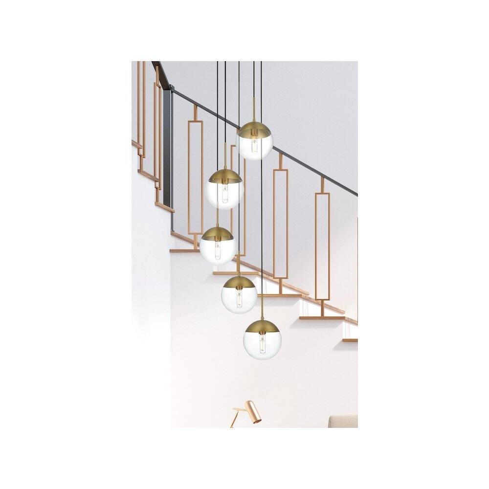 Alt View 5. Living District - Eclipse 18 Inch Pendant Clear Shade in Chrome - Satin Gold And Clear.