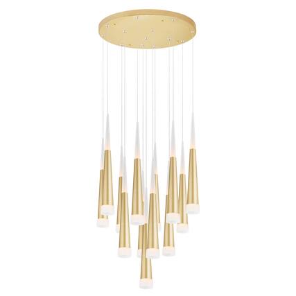 Front. CWI Lighting - Andes LED Multi Light Pendant With Satin Gold Finish - Satin Gold.