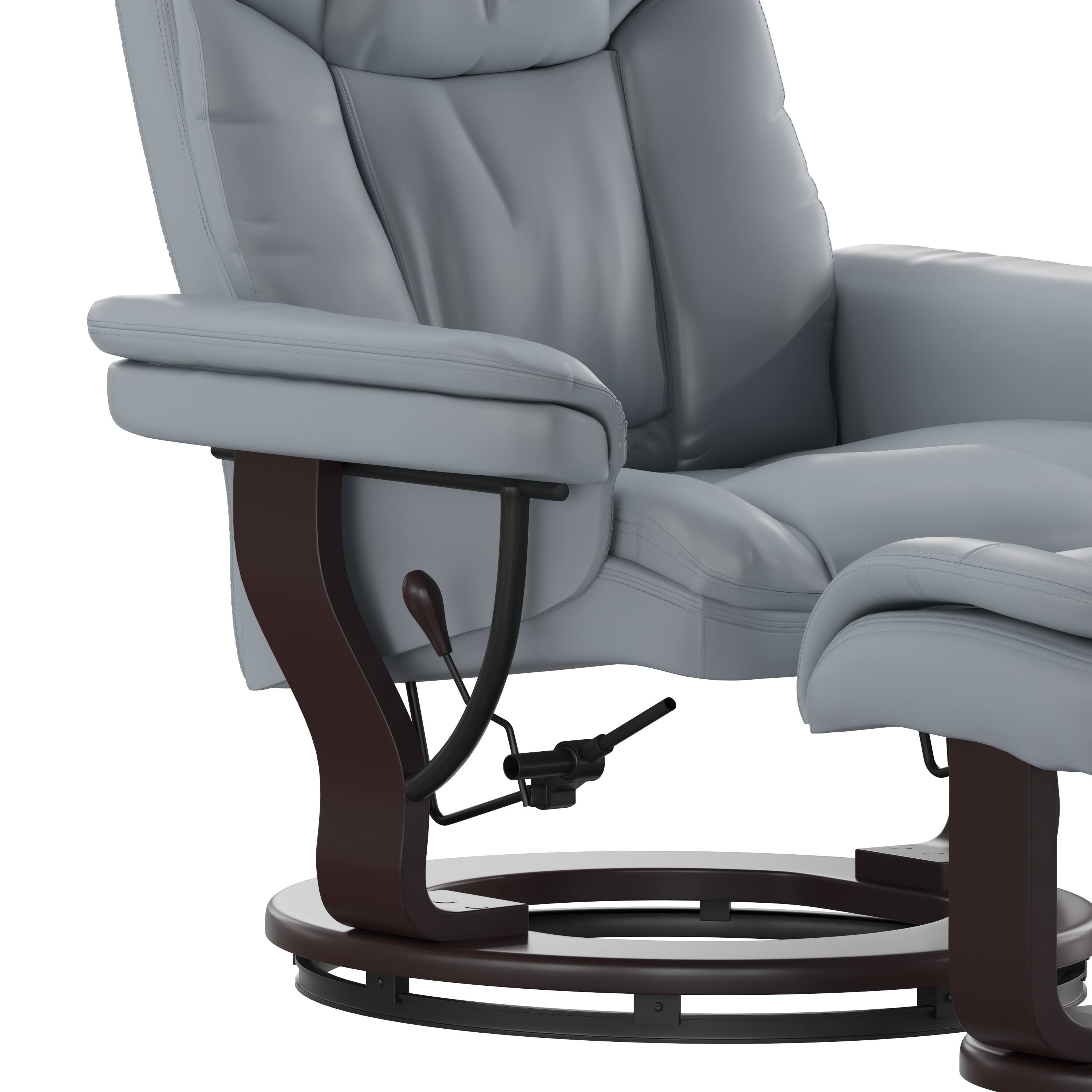 Alt View 10. Emma + Oliver - Multi-Position Recliner & Curved Ottoman with Swivel Wood Base - Gray.