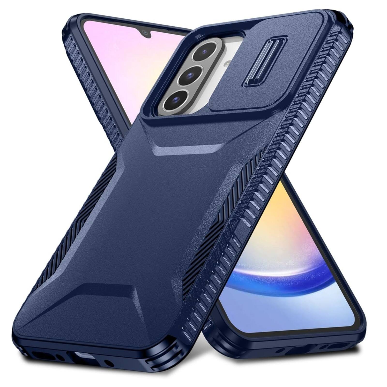 Angle. UUCOVER - For Samsung Galaxy A26 5G Dual Layer Case with Slide Camere Lens Cover, Anti-slip Bumper Drop Protection Phone Shell - Blue.