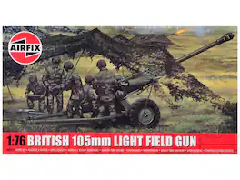Level 1 Model Kit British 105mm Light Field Gun with 3 Scheme Options 1/76 Scale Plastic Model Kit by Airfix - Multicolor