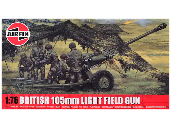 AIRFIX M 1:76 BRITISH 105mm LIGHT FIELD GUN A02332 MODEL KIT MAQUETTE A MONTER MODELLBAUSATZ MODELLO A SCALA BOUWMODEL MAQUETA PARA MONTAR PLASTBYGGATS RAKENNUSSARJA MODELO PARA CONSTRUIR MODELBYGGESÆT ΣΥΝΑΡΜΟΔΙΟΥΜΕΝΟ ΜΟΝΤΕΑΟ