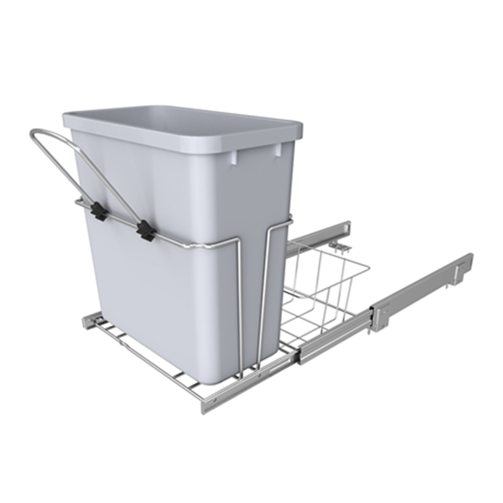 Alt View 5. Rev-A-Shelf - Rev-A-Shelf 20 qt. Universal Waste Container with Rear Basket, RUKD-1420RB-1 - Gray.