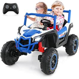 Costway - 24V Kids Ride on UTV with 4 x 100W Powerful Engine Remote Control High/Low Speed - Navy