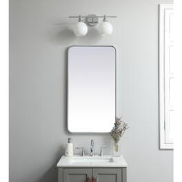 Elegant Decor - Soft corner metal rectangular mirror 20x36 inch - Silver