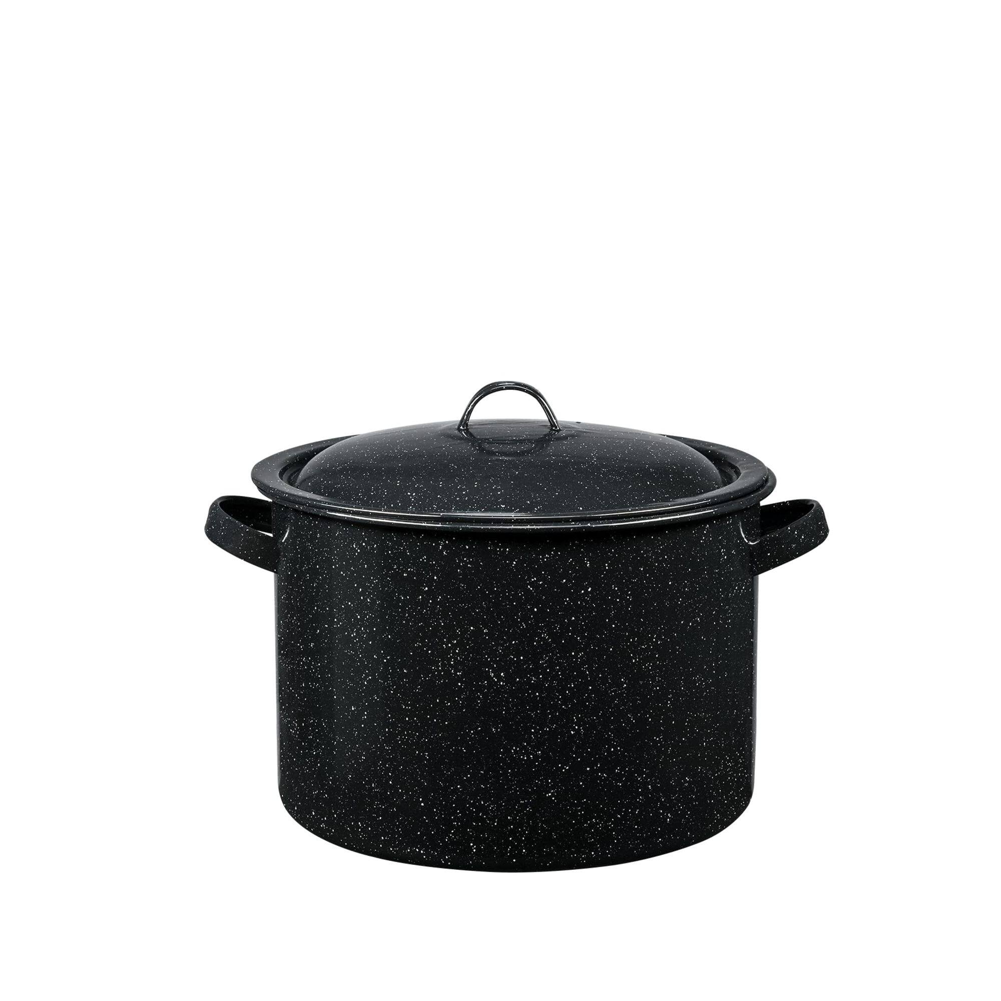 Front. Granite Ware - Granite Ware Stew Pot, 7.5 Qt - Speckled Black - Speckled Black.