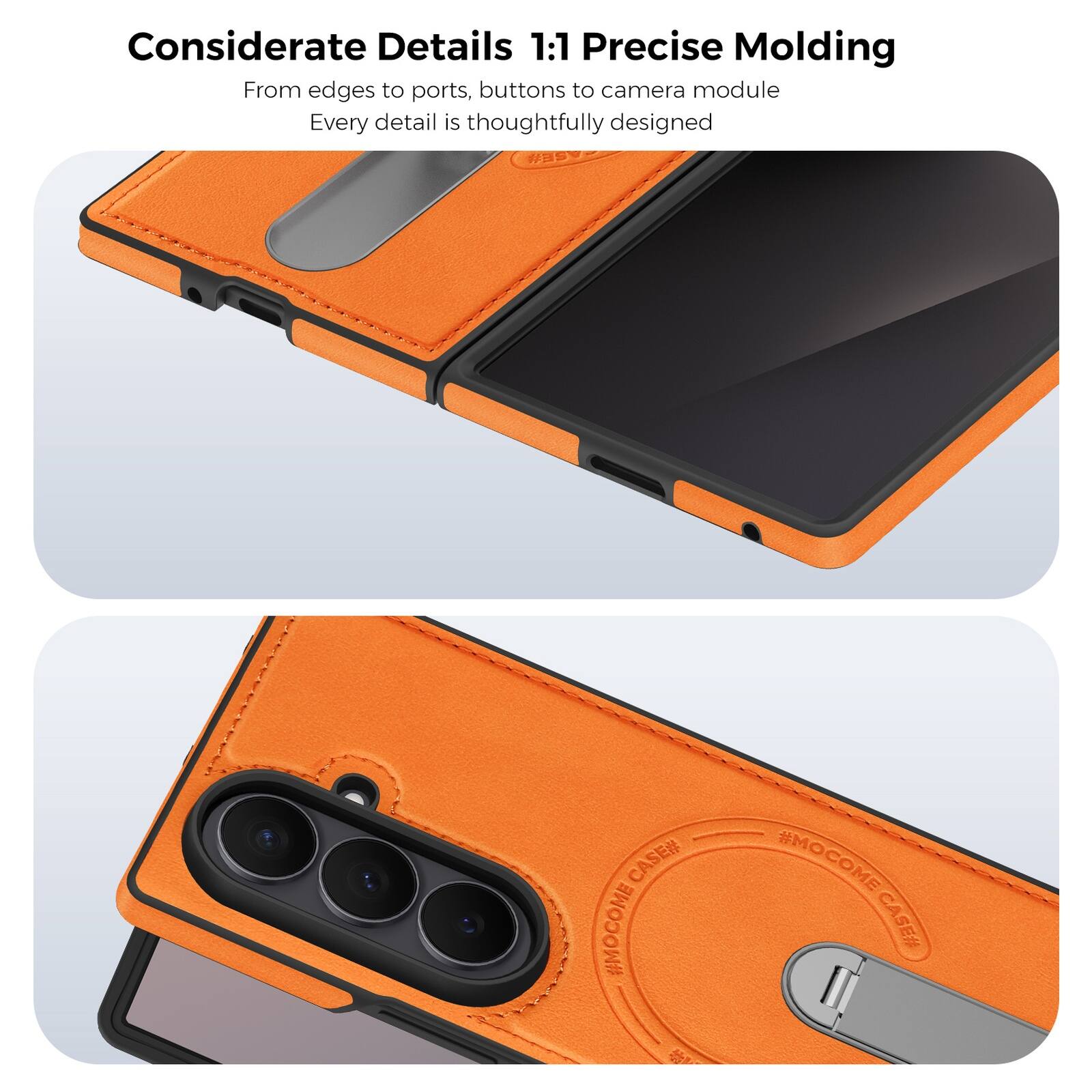 Considerate Details 1:1 Precise Molding  
From edges to ports, buttons to camera module  
Every detail is thoughtfully designed  

CASE# #MOCOME #MOCOME CASE#