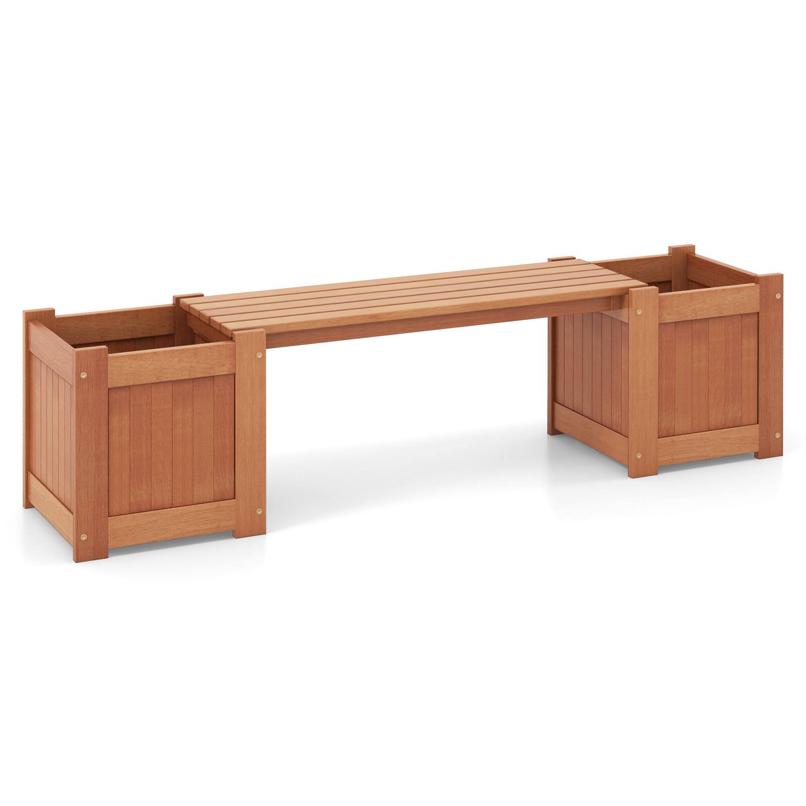 Alt View 9. Costway - Costway Wood Outdoor Planter Boxes with Detachable Bench 2 Elevated Mini Planters Patio - Natural.