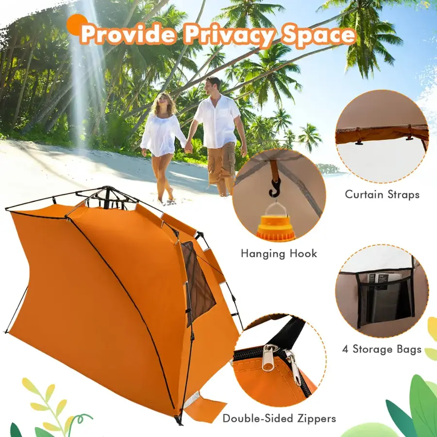 Provide Privacy Space Curtain Straps Hanging Hook 4 Storage Bags Double-Sided Zippers