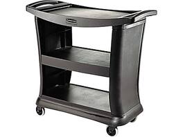 RubberMaid - 9T68 Executive 3-Shelf Polypropylene Mobile Serving Cart with Swivel Wheels - Black