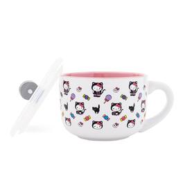 Silver Buffalo - Sanrio Hello Kitty Cat Ceramic Soup Mug With Vented Lid | Holds 24 Ounces - Black