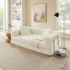 Front. Meqiodas - 81''Convertible Sofa Bed, Folding Floor Couch with Square Armrest, Comfy Sleeper Mattress for Living Room - Beige.