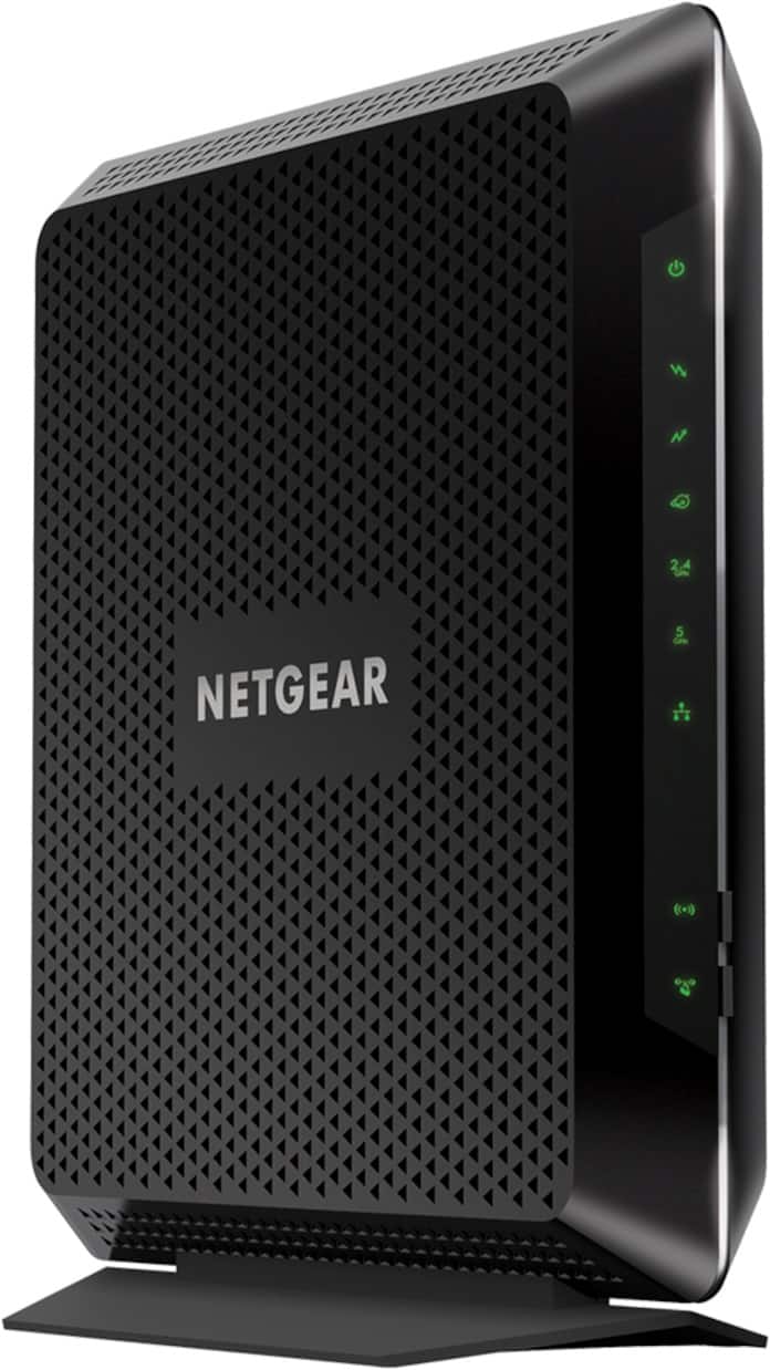 NETGEAR - Nighthawk AC1900 Router with DOCSIS 3.0 Cable Modem - Black - Left_Zoom