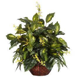 BreeBe - 27" Forsythia & Mixed Greens Arrangement - Green