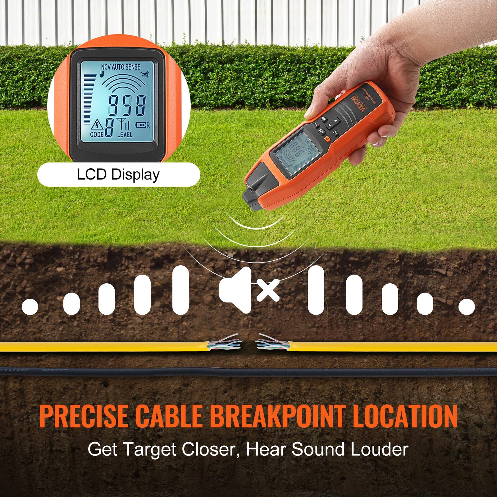 NCV AUTO SENSE 898 AQTI Yi - F CODE CODELI LEVEL LCD Display

958

PRECISE CABLE BREAKPOINT LOCATION

Get Target Closer, Hear Sound Louder