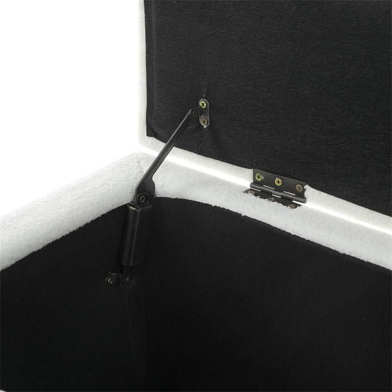 Alt View 5. HTUTWOO - Ottoman Bench with Storage - Boucle Surface, Rubber Wood Legs, 300 lbs Capacity, MDF/Pine/Plywood Construction - White.