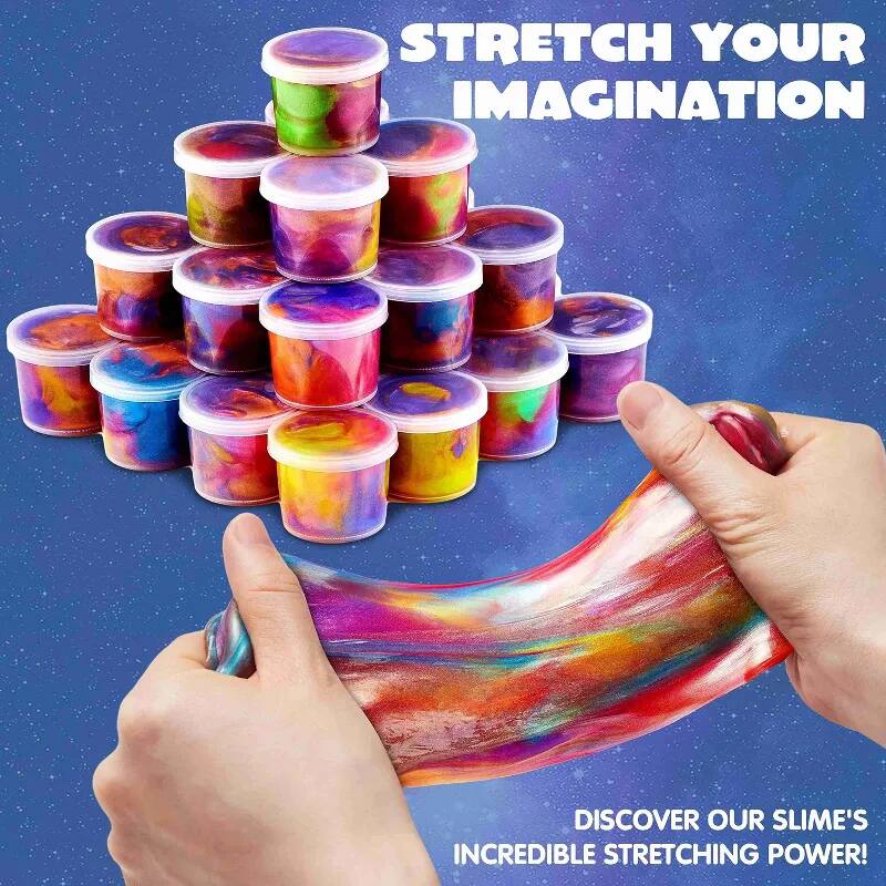 STRETCH YOUR IMAGINATION  
DISCOVER OUR SLIME'S INCREDIBLE STRETCHING POWER!