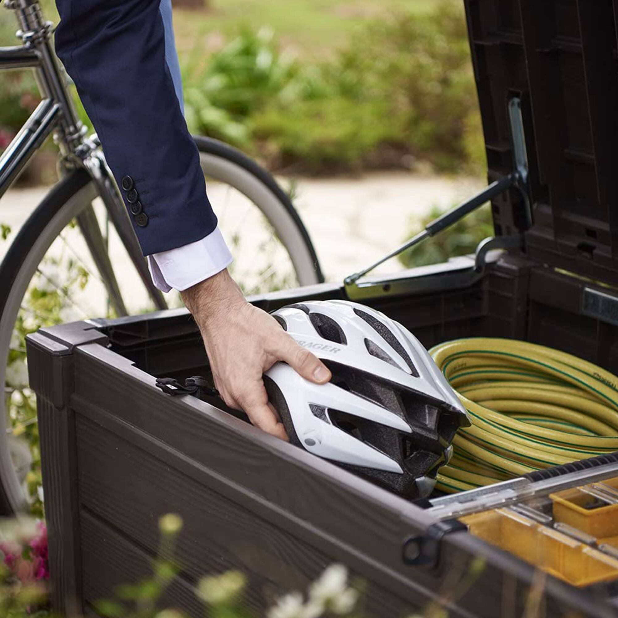 Alt View 5. Keter - Keter Brightwood Weatherproof Resin Patio Deck Storage Box Bench, Brown (2 Pack) - Brown.