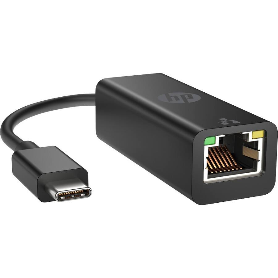 Alt View 2. HP - HP Ethernet Adapter - USB Type C - 1 Gbit/s Data Transfer Rate - 1 - Twisted Pair - 1000Base-T - TAA Compliant - Black.