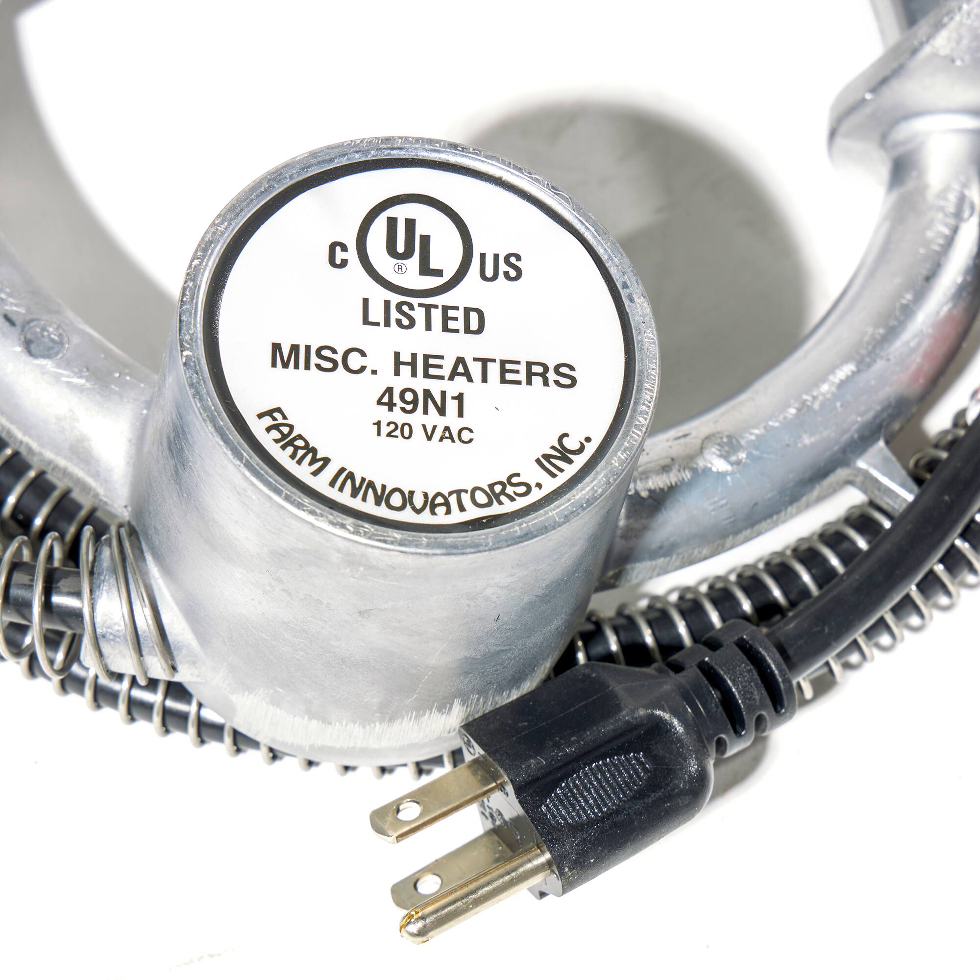 C UL US  
LISTED  
MISC. HEATERS  
49N1  
120 VAC  
FARM INNOVATORS, INC.