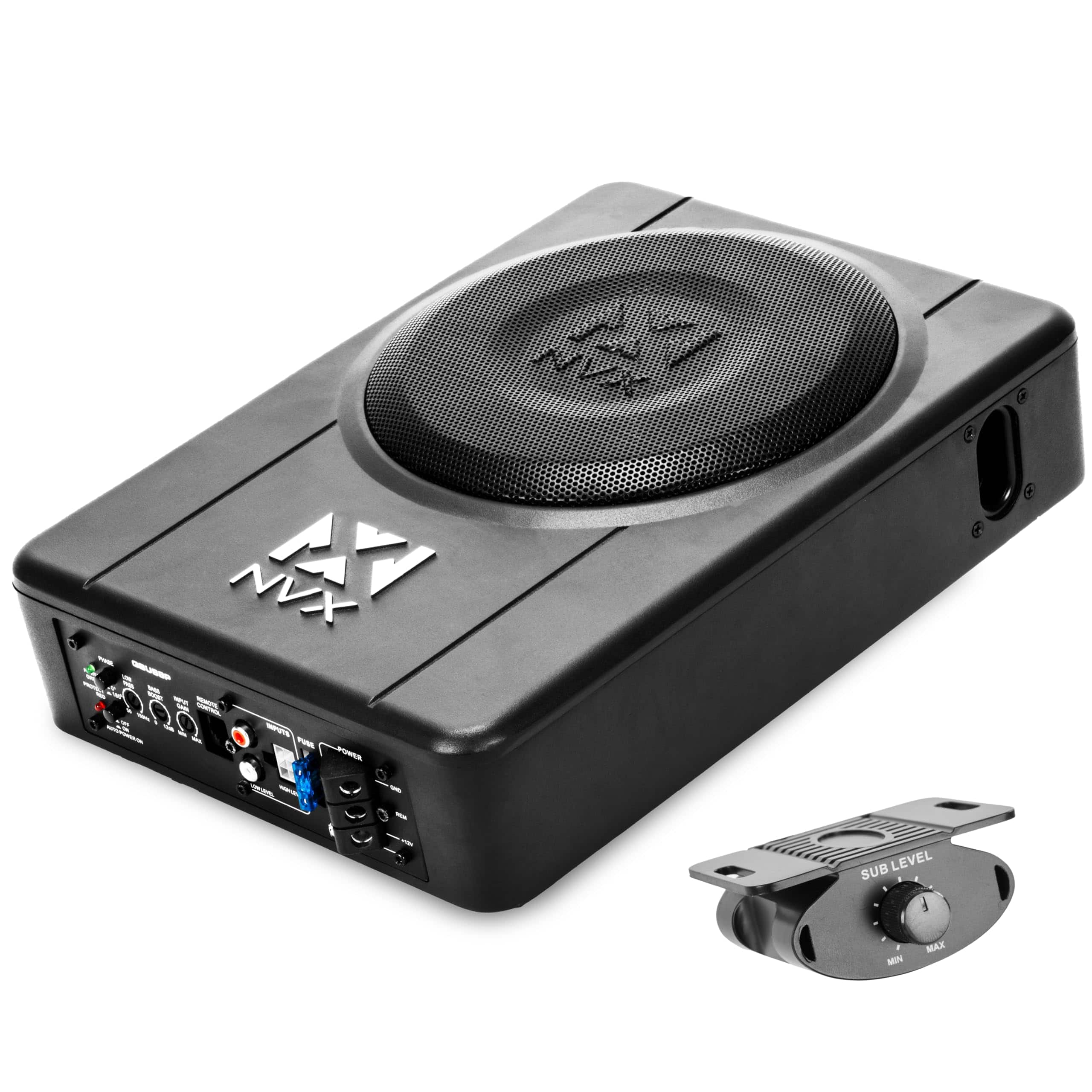 NVX - QBUS8P 150W RMS 8in Amplified and Loaded Under Seat Quick Bass Universal Subwoofer System with Ported Enclosure