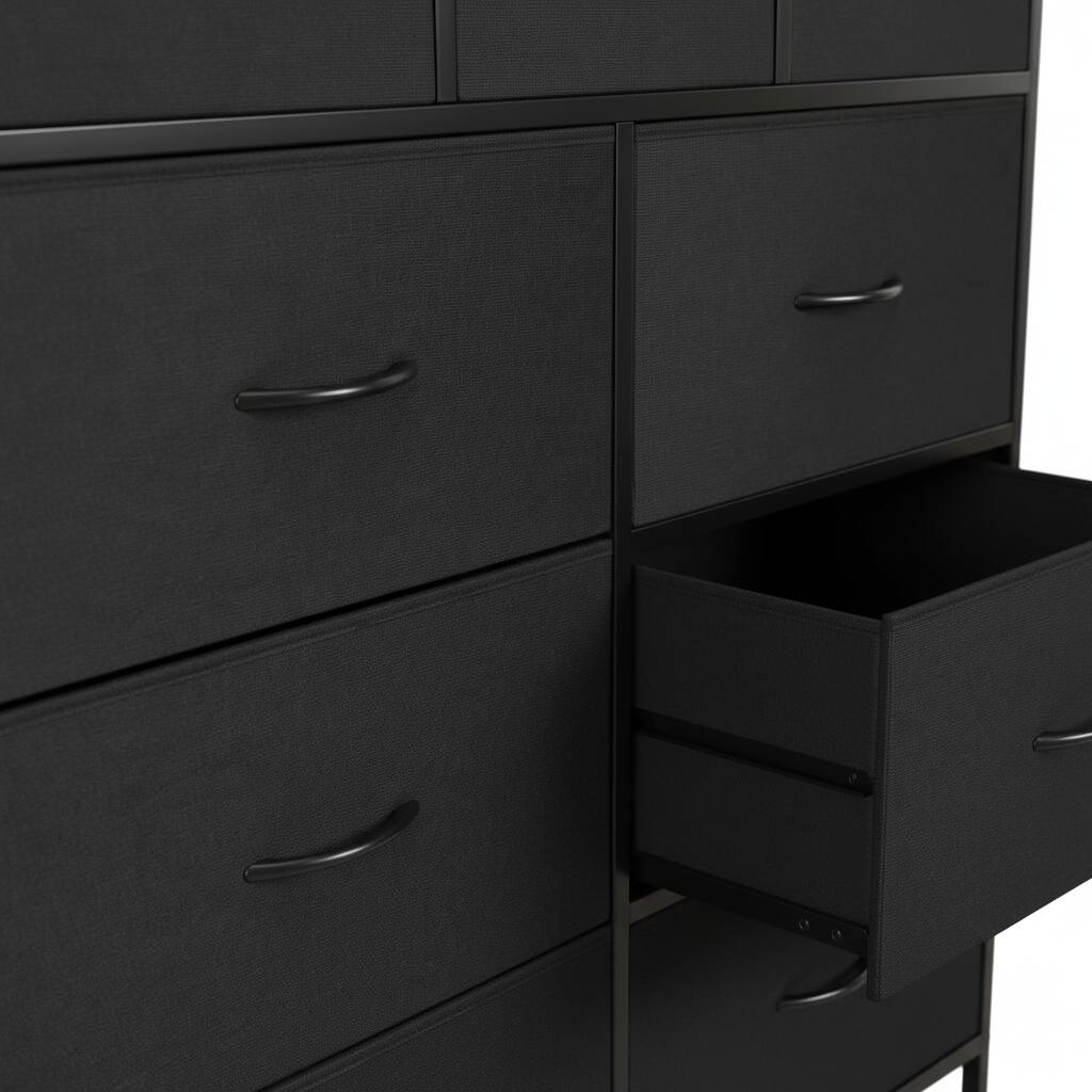 Alt View 6. AOITUN - 9 Drawer Dresser for Bedroom with Metal Frame - Fabric Storage Tower for Closet and Dormitory - black.
