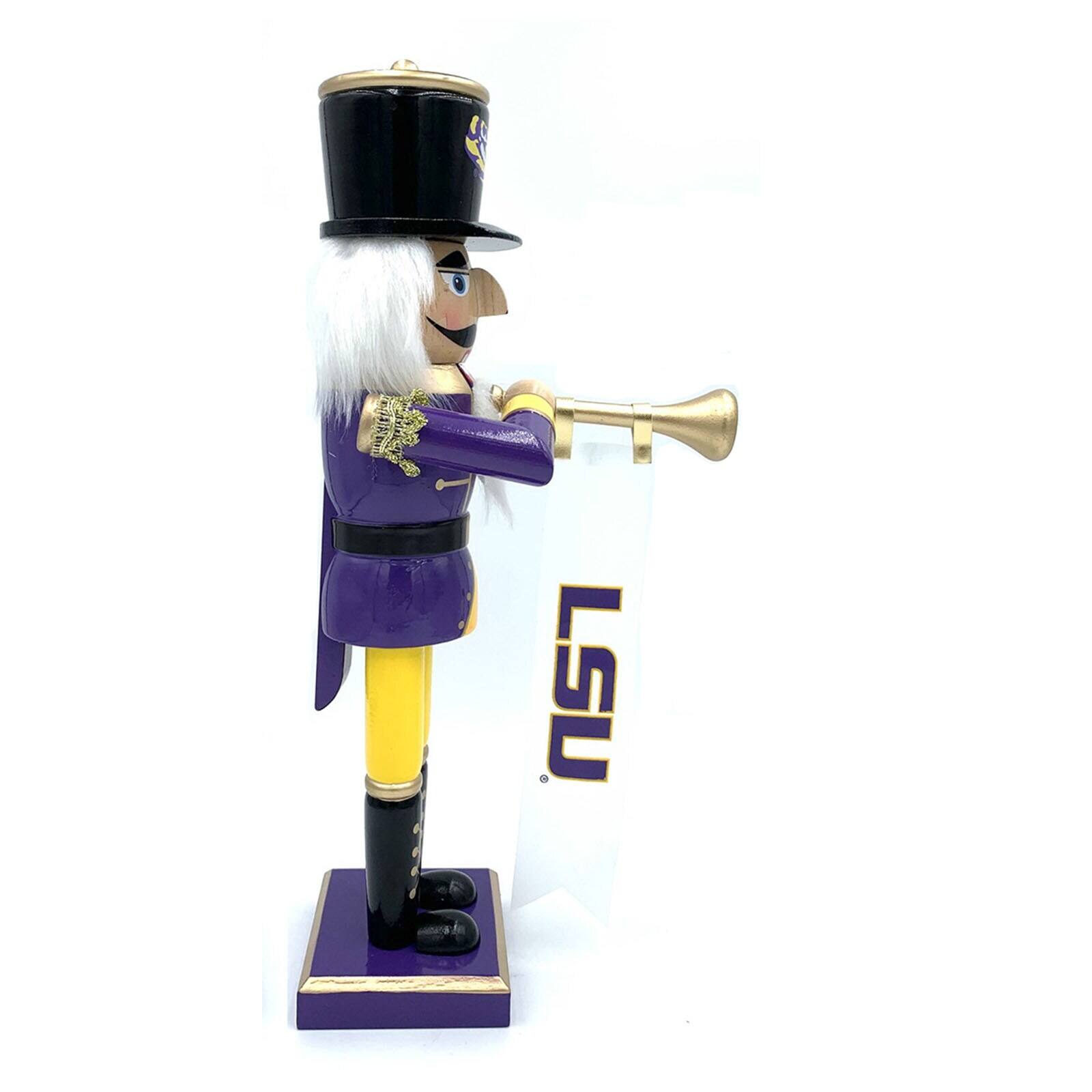 Alt View 1. Santa's Workshop - LSU Tigers 14" Bugler Nutcracker - Purple.