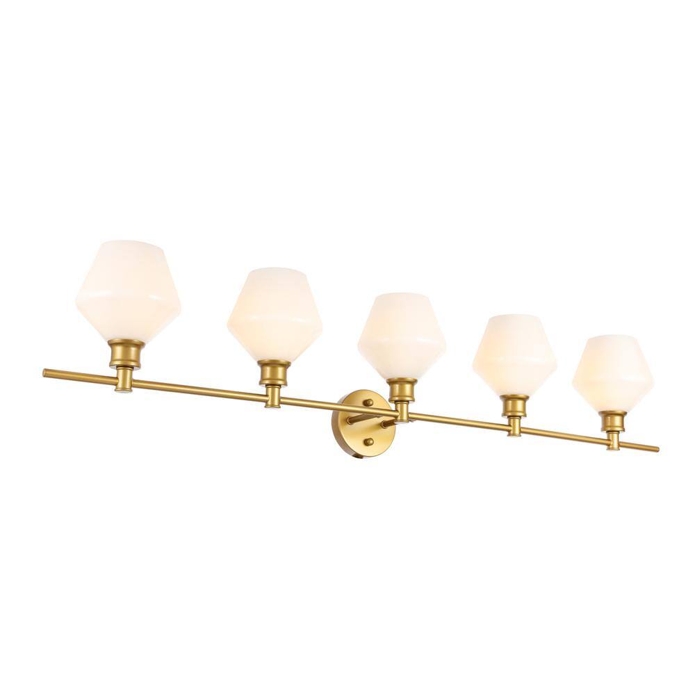 Alt View 6. Living District - Gene 5 light Brass and Frosted white glass Wall sconce - Brass And Frosted White Glass.