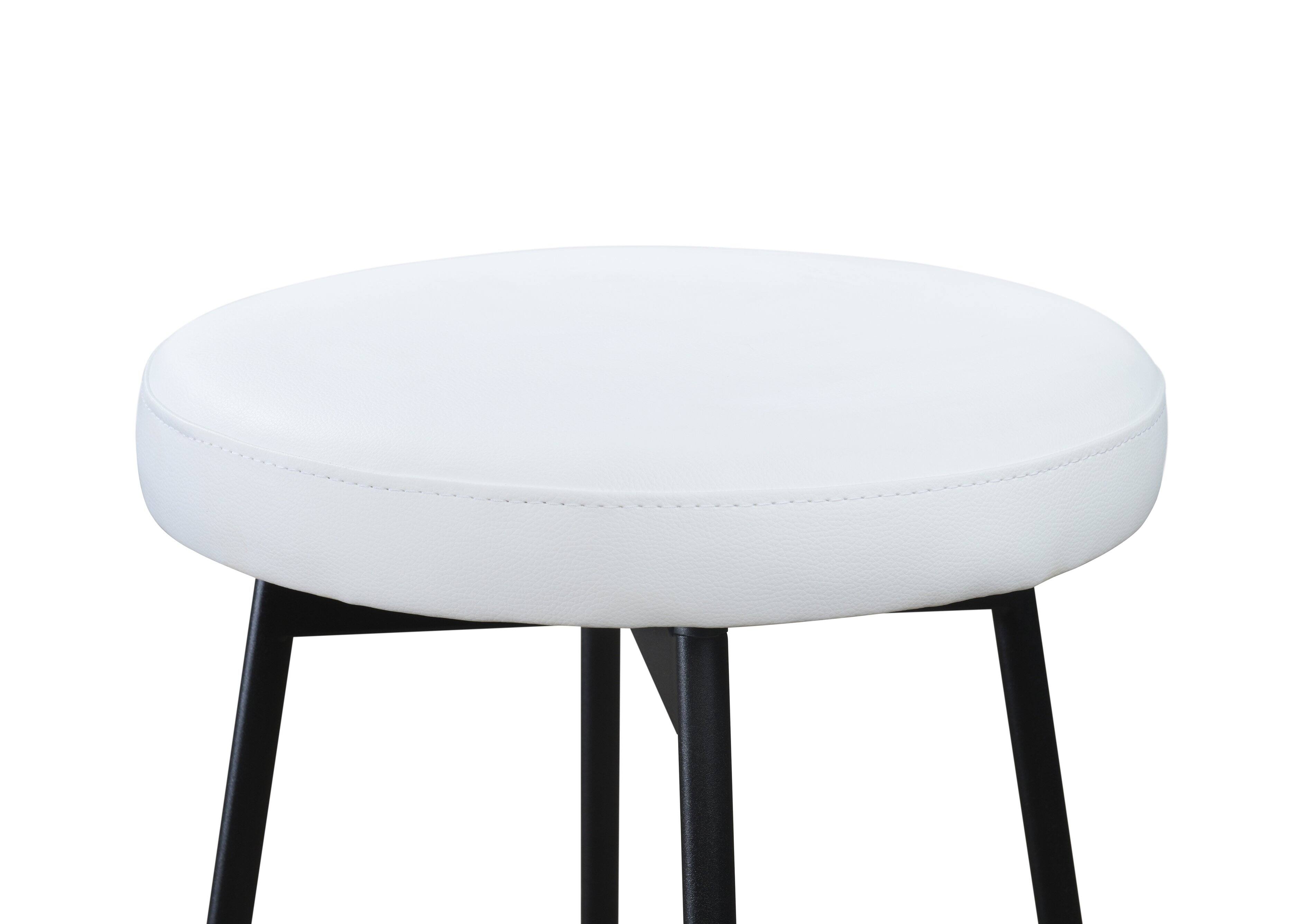 Alt View 1. LuXeo - Doheny 29" Steel Legs Swivel Barstool with Upholstered Seat, Black-White (Set of 2) - Black/White.