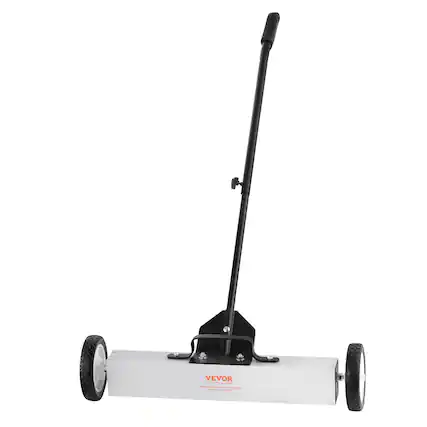 Front. VEVOR - 50Lbs Rolling Magnetic Sweeper with Wheels, Push-Type Magnetic Pick Up Sweeper, 24-inch Large Magnet Pickup Lawn - Black;White.