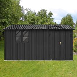 Mondawe - 12x10 Ft Metal Garden Sheds with Window - Black