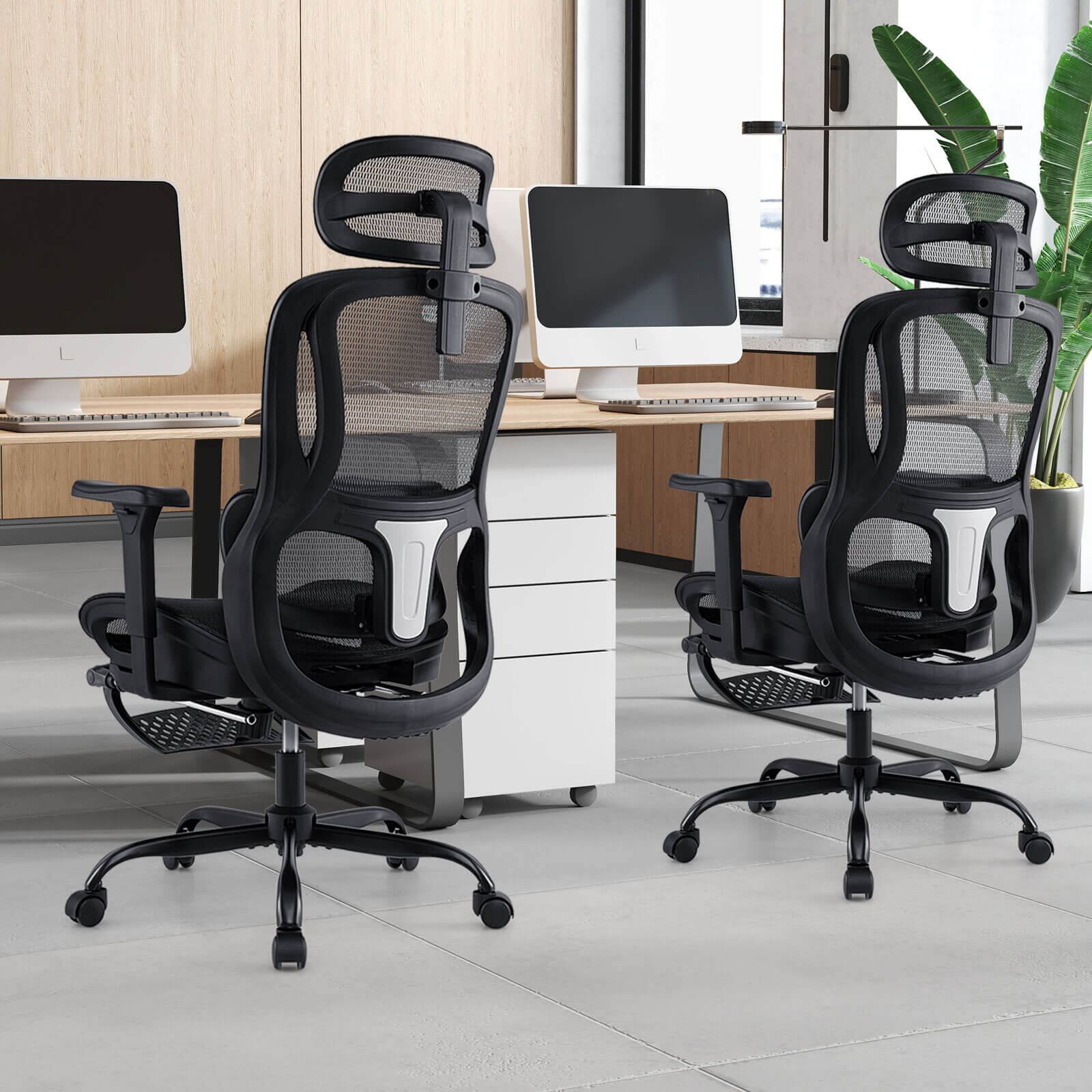 Alt View 3. Costway - Costway Ergonomic Office Chair with Rotating Headrest & Adjustable Lumbar Support - Black.