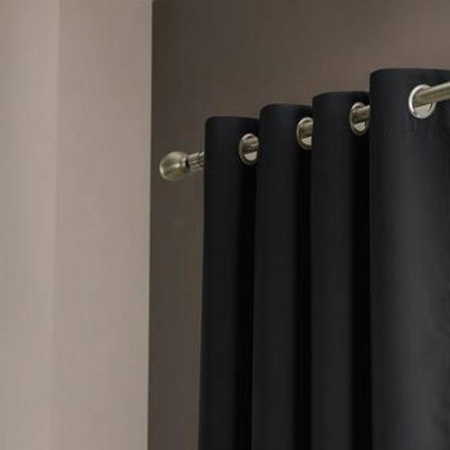 Angle. RT Designers Collection - Olivia Gray Anchorage Blackout Grommet Single Curtan Panel - 54x90" Black - black.