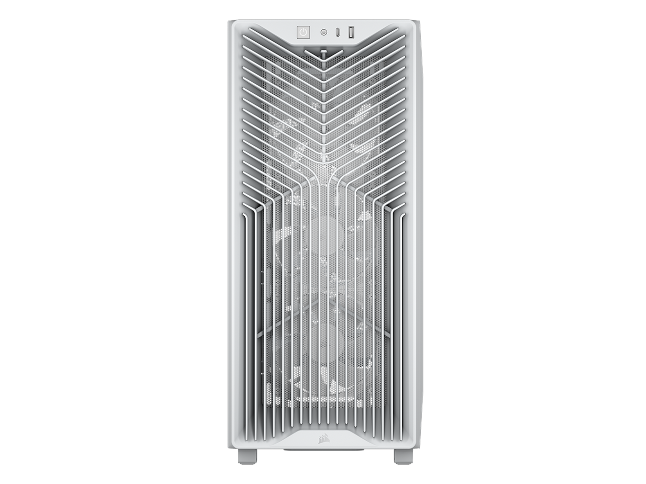 Alt View 1. CORSAIR - CORSAIR 3200D RS Mid-Tower Case, White, 360mm Rad, BTF/Zero/Stealth Compatible, Angled GPU Fan Mount - White.