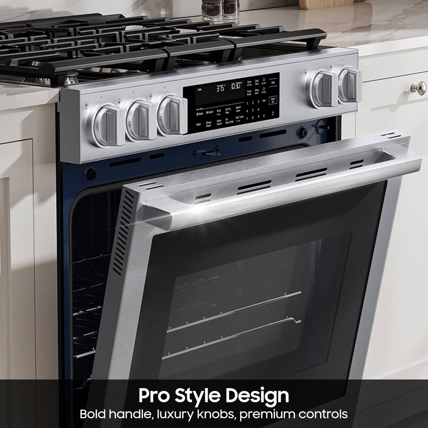 375 030 - Pro Style Design: Bold handle, luxury knobs, premium controls