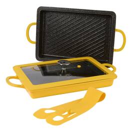 Curtis Stone - Refurbished Excellent - 13-in-1 Dura-Pan+ Sauté Pan with Grill Pan and Lid - Yellow