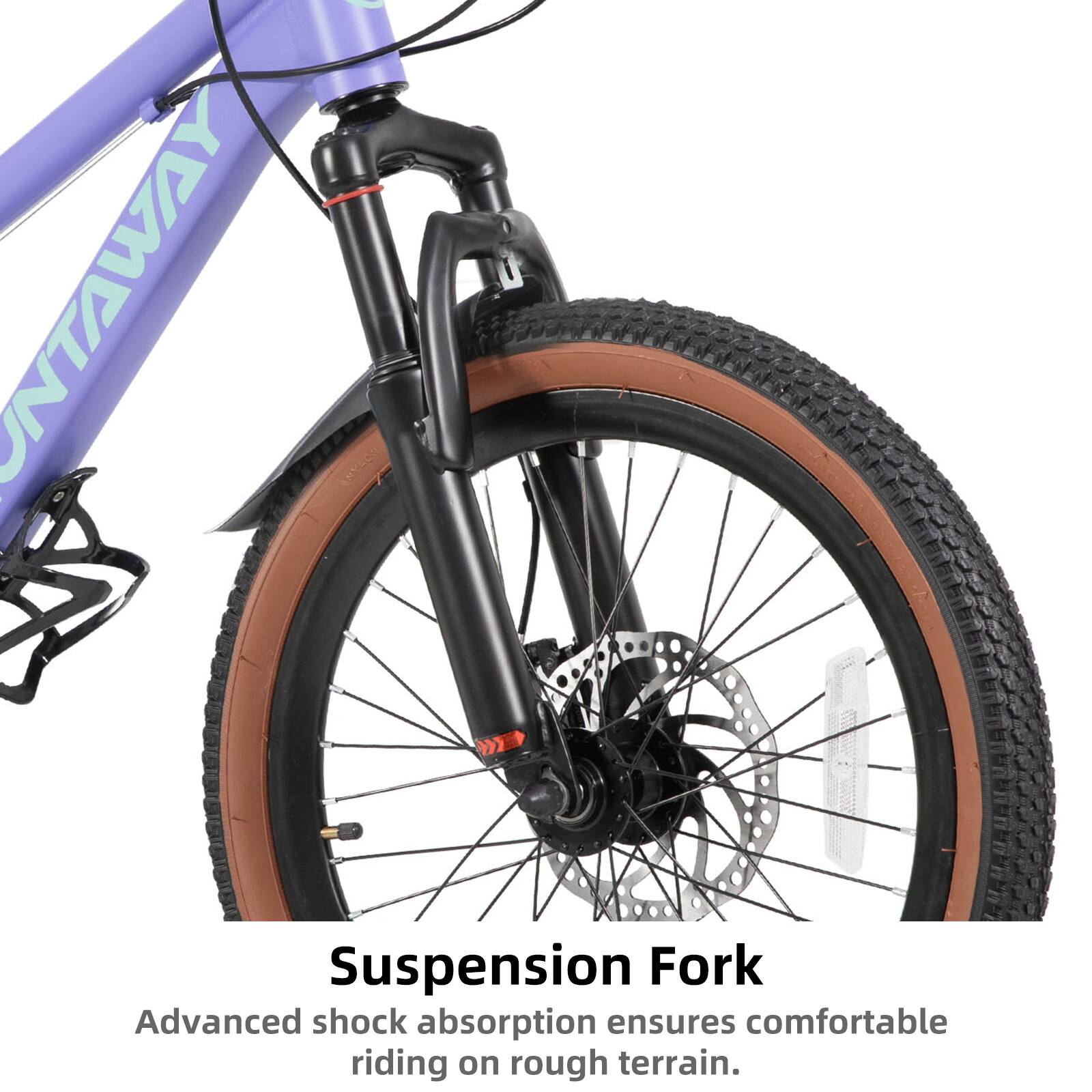 Suspension Fork  
Advanced shock absorption ensures comfortable riding on rough terrain.