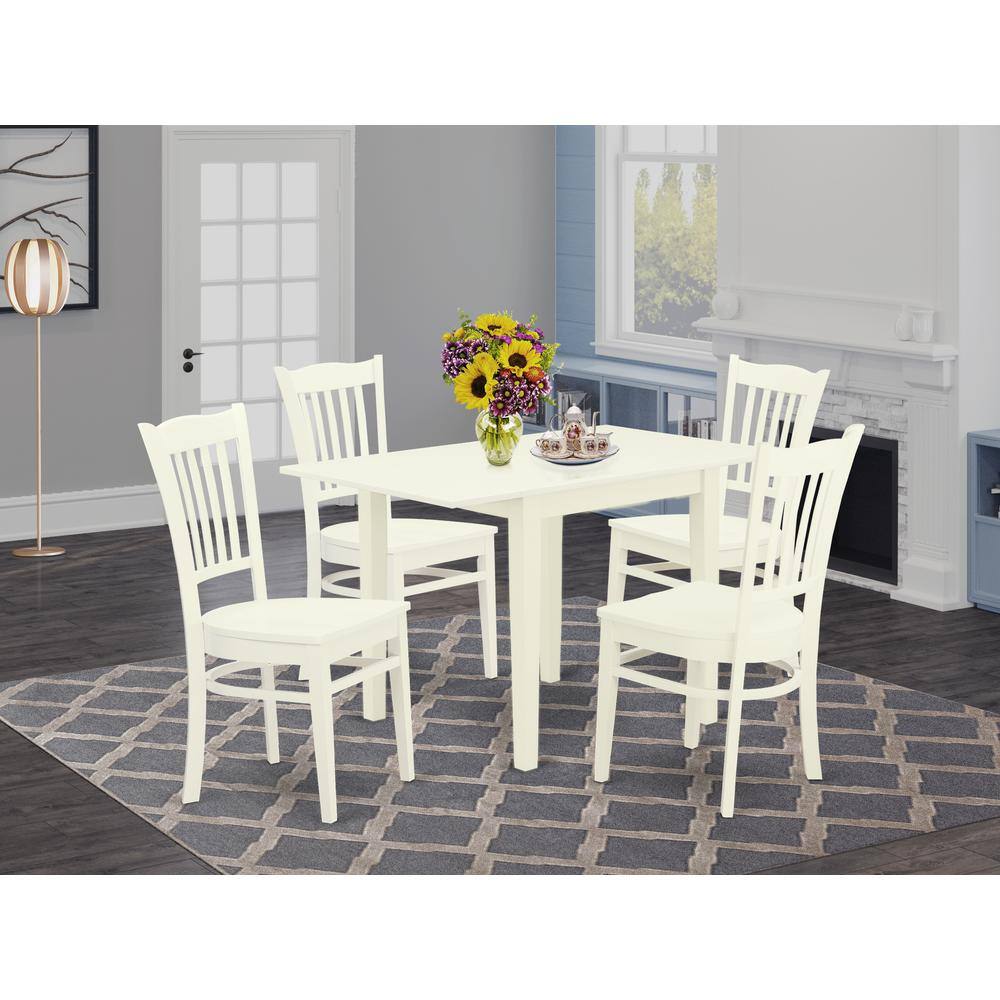 Angle. East West Furniture - Dining Room Set Linen White - Brown.