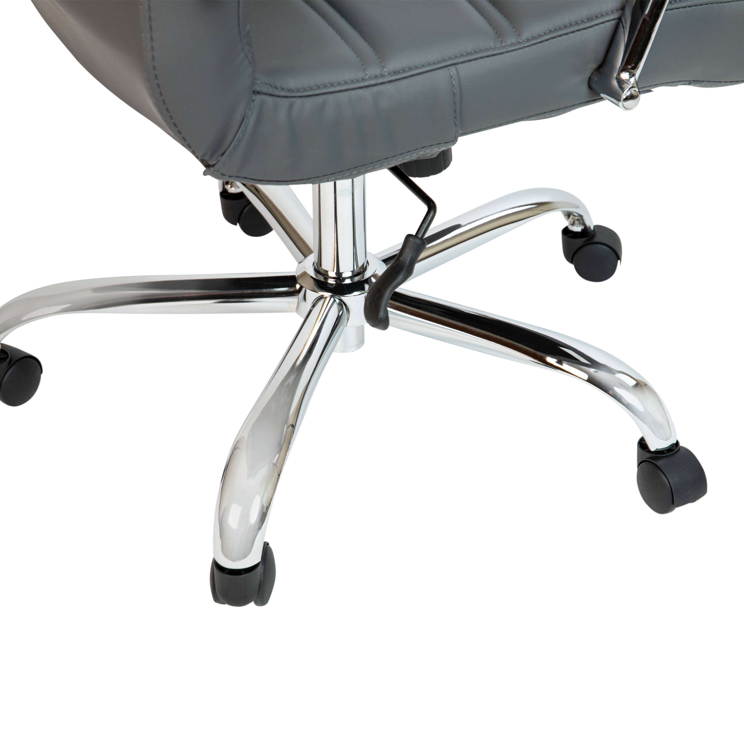Alt View 10. Emma + Oliver - High Back Executive Swivel Office Chair with Metal Frame and Arms - Gray LeatherSoft/Chrome Frame.