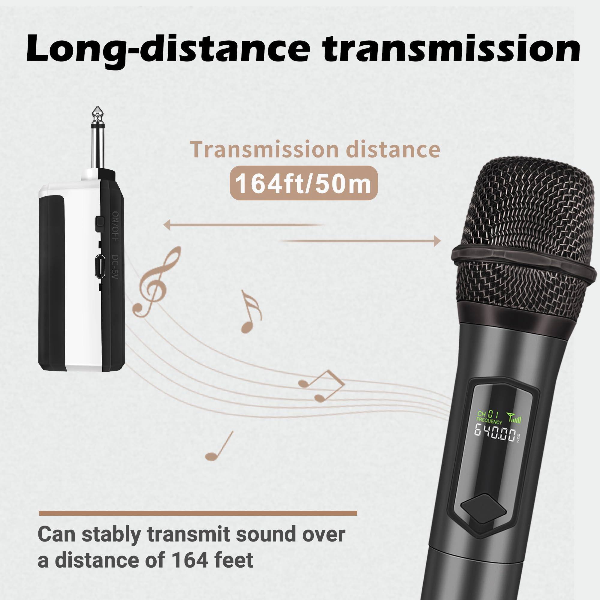 Long-distance transmission  
Transmission distance 164ft/50m  
Can stably transmit sound over a distance of 164 feet