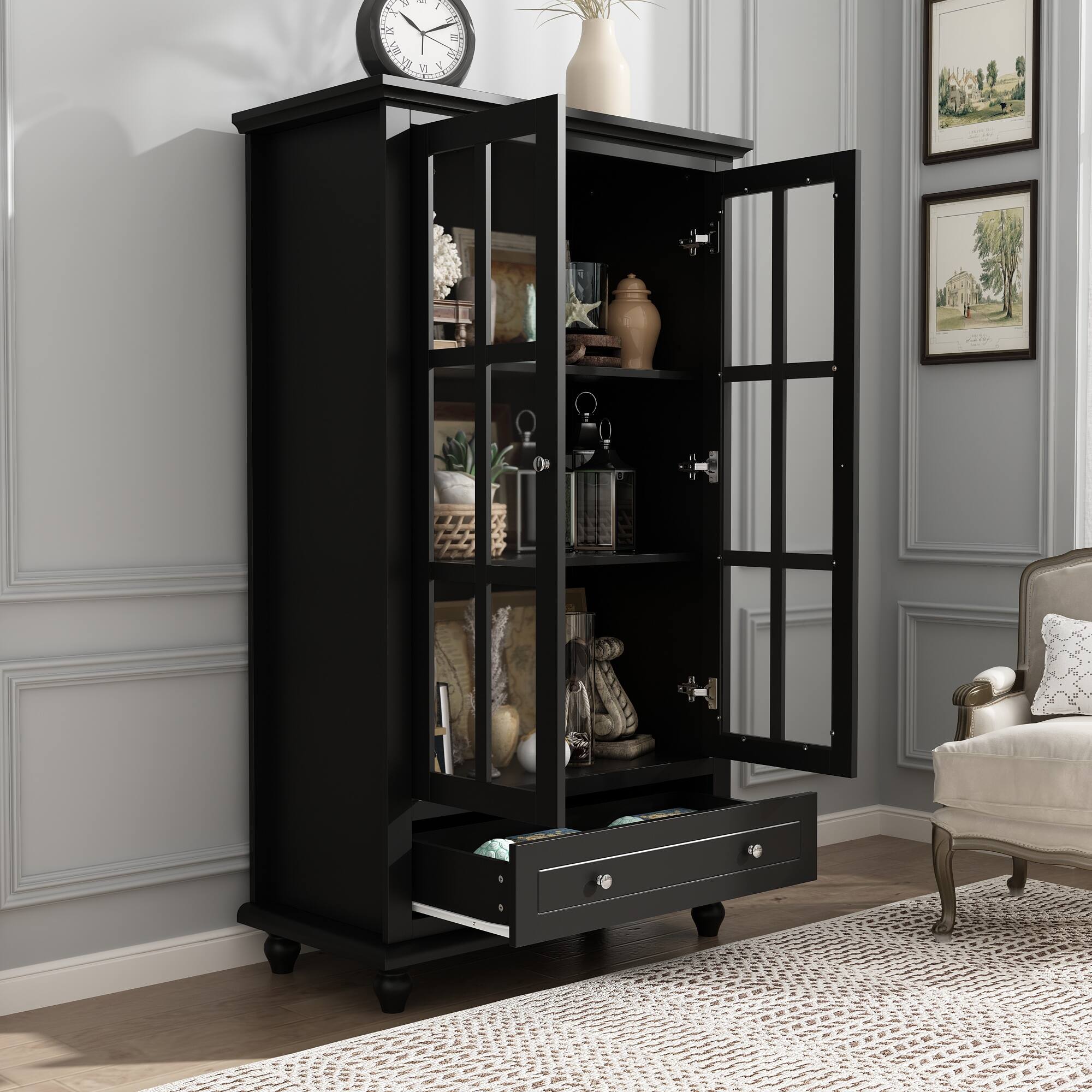 Alt View 7. Famapy - Famapy Buffet Cabinet Buffet Pantry Showcase & Organize in Style Credenzas - Black.