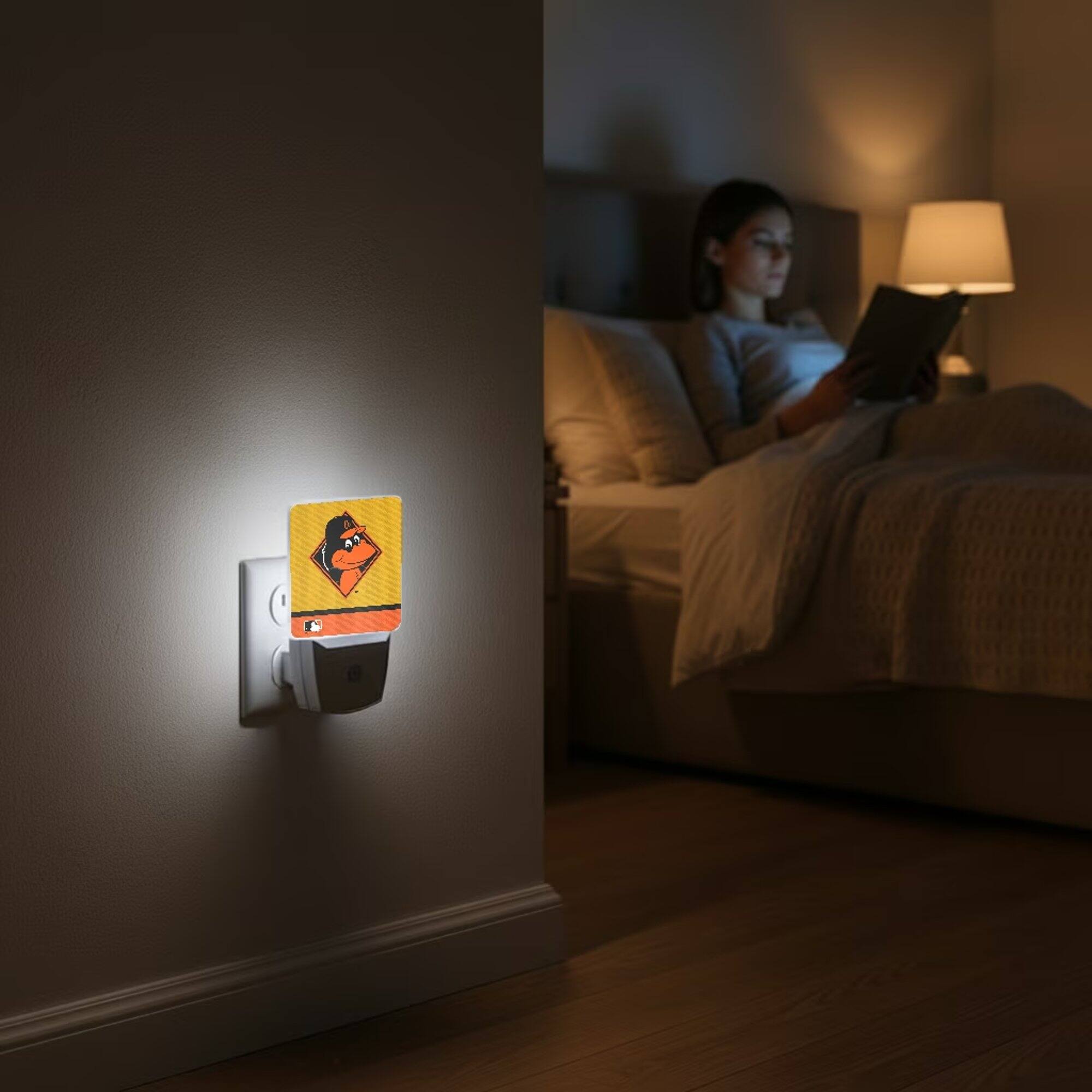 Alt View 3. Keyscaper - Baltimore Orioles Stripe Mascot Nightlight 2-Pack - Multicolor.