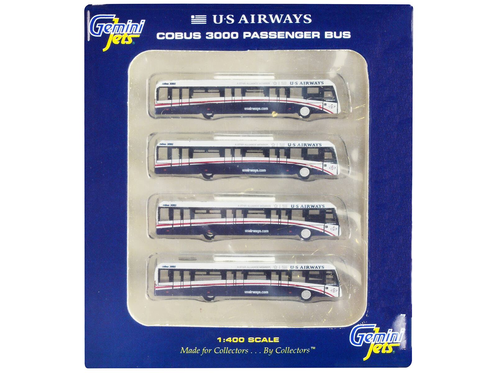 "Cobus 3000 Passenger Bus White and Blue ""US Airways Shuttle Bus"" 4 Piece Set 1/400 Diecast Models by GeminiJets" price history on PriceWatchPro