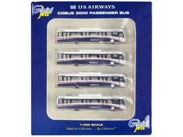 Cobus 3000 Passenger Bus White and Blue "US Airways Shuttle Bus" 4 Piece Set 1/400 Diecast Models by GeminiJets
