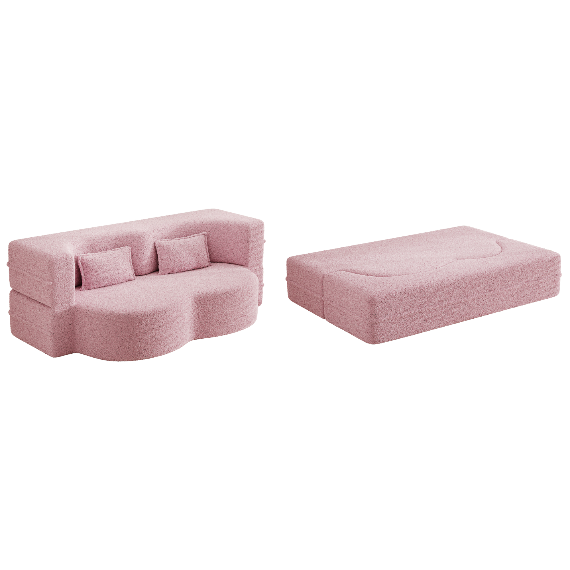 Alt View 7. GOODSILO - Convertible Floor Sofa Bed with 2 Pillows, Full Size Folding Mattress for Living Room and Guest Spaces - Pink.