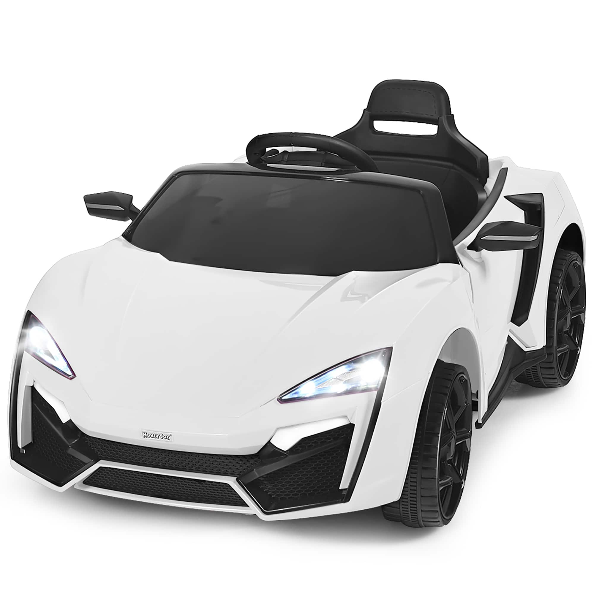 Front. Costway - Costway 12V Kids Ride On Car 2.4G RC Electric Vehicle w/ Lights MP3 Openable Doors - White.